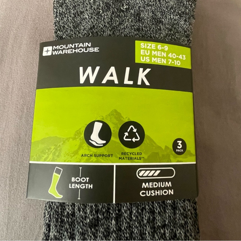 NWOT Mens Socks Size 7-10. 2 Pair. Black/Gray. 96% Polyester